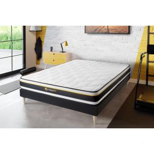 Ensemble 140x190 matelas SOFT + sommier kit noir