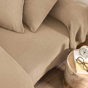 Terre De Nuit - Drap housse 160x200 gaze de coton beige noa - noa