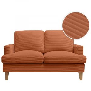 Loungitude Canap&eacute; droit 2 places TALMA en velours c&ocirc;tel&eacute; terracotta