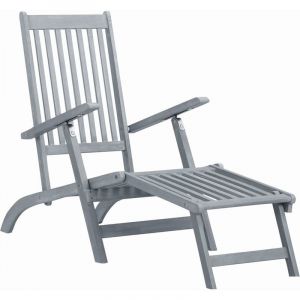VidaXL Chaise longue d'ext&eacute;rieur avec repose-pied D&eacute;lavage gris Acacia