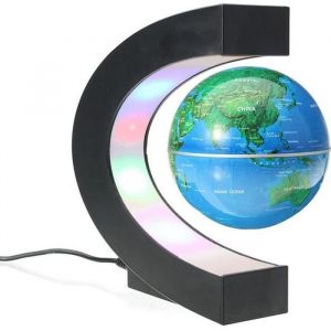 Créatif Globe Terrestre Lumineux Flottant Magnétique Lévitation Globe Lamp avec Lumières LED Sphère pour Démonstration Bleu