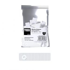 Tox Window Distance Cales de vitrage, cales d'espacement en plastique, charge admissible jusqu'à 3 tonnes, polypropylène, 24 x 100 x 1 mm, 1 sachet, 50 pièces, 065600100