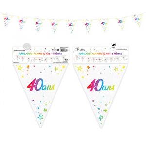 Guirlande fanion 40 ans métallique multicolore - surprisez vous gfm00m04