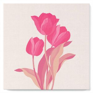 Mini peinture au numéro : 3 Tulipes roses - toile tendue sur chassis