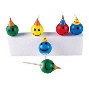 Image de Ptit Clown re80001 - 6 bougies Sourire smiley colorées