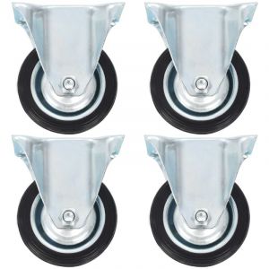 VidaXL 4x Roulettes Pivotantes avec Double Frein Roulette de Mobilier Roulette de Meuble Chariot Roulant Etagère à Livre Bibliothèque Panier d'Achat Capacité 70 kg 100 mm