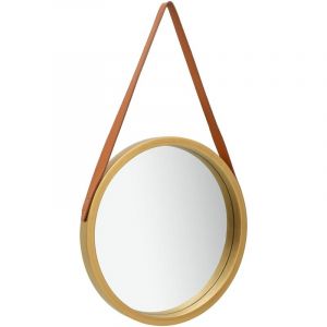 VidaXL Miroir mural avec sangle 40 cm Doré