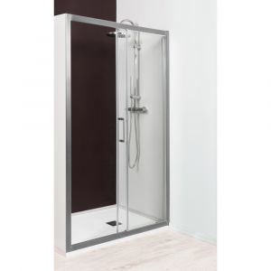 Image de Aqua+ + Porte de douche coulissante 6 mm Napa 120 cm chromée - 120x195 cm - Traitement anticalcaire - Profilés de fixation ajustables de -5 à +25 mm pour les retours fixes.