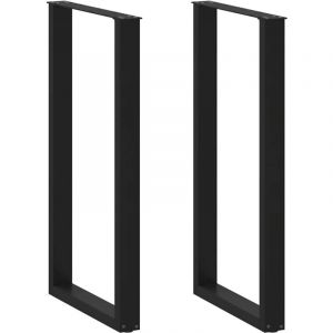 VidaXL Pieds de table basse forme de u 2 pcs noir 60x(110-111)cm acier 721250
