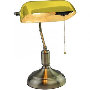 V-TAC Lampe de table vintage avec abat-jour en verre jaune pour votre bureau VT-7151
