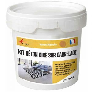 Arcane industries Béton ciré sur carrelage cuisine salle de bain mural sol plan de travail décoratif revêtement douche kit - Cedrat - Jaune - kit 5