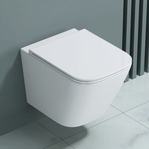 Wc suspendu blanc cuvette céramique toilette abattant silencieux avec frein de chute Aix112 - Blanc - Sogood