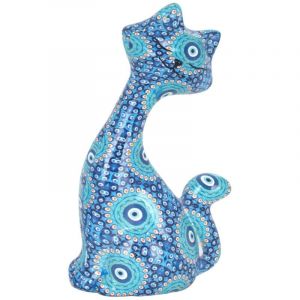 Signes Grimalt Figurine de chat bleu en résine, 11,5 cm x 4 cm x 6,5 cm, décoration de la maison