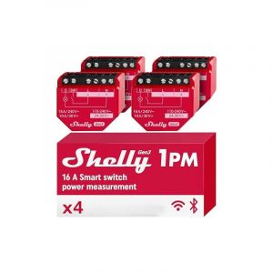Shelly Interruptor _1PM_GEN3_4ER Inalámbrico Rojo 30m/50m