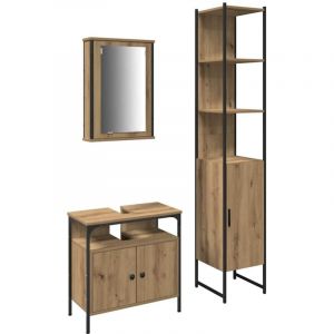 VidaXL Ensemble de mobilier de salle de bain 3 pcs ch&ecirc;ne artisanal