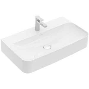 Image de Villeroy & Boch Finion Lavabo à poser dessous aiguisé 80x47cm avec 1 trou pour robinetterie ceramic+ avec trop-plein caché blanc 41688CR1