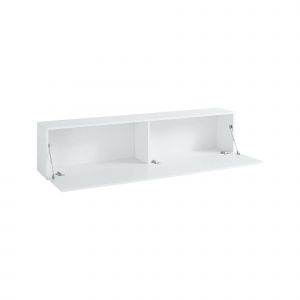 Meuble tv Dbarell, Buffet bas de salon, base meuble tv, 100% Made in Italy, cm 180x30h40, Blanc brillant - Dmora