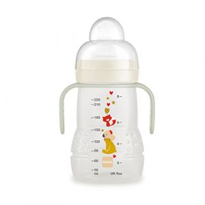 Mam Trainer+ Gourde d'apprentissage de nuit (220 ml) avec poignée lumineuse pour la transition vers la tasse, tasse à boire avec tétine et bec verseur anti-goutte, 4 mois et plus, koala