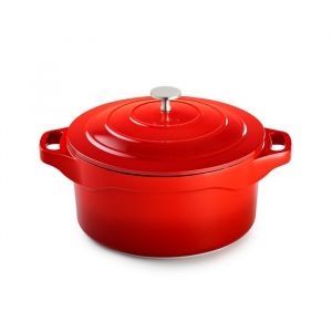 Pradel Excellence - PCUI003004 - Cocotte Ronde en Fonte d'Aluminium Magma &Oslash;32cm, Rev&ecirc;tement Anti-Adh&eacute;sif Fa&ccedil;on Pierre, 2 Maniques Amovibles, Tous Feux