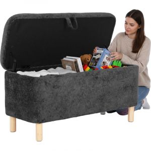 COLAMY Pouf Rond en Tissu avec Couvercle &agrave; Plateau R&eacute;versible &ndash; Repose-pieds Multifonction, Rangement Cach&eacute;, Solide et &Eacute;l&eacute;gant, Petite Table Basse