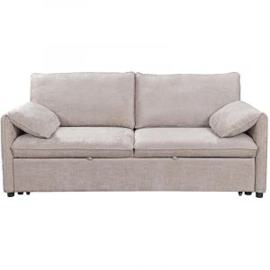 Marla - Canapé 3 places convertible en velours chiné beige