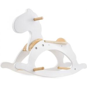Image de Mamabrum Cheval à Bascule Bois pour Enfant - Jouet à bascule enfant- Garçon Fille +12 mois - 50 KG Max- Design - Blanc