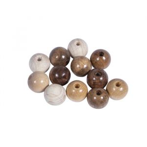 Rayher Assort. perles en bois FSC 100% 12mm &oslash; tons naturels polies 32 pces