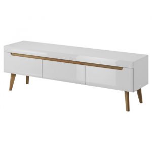 Meuble Tv Komodee Sudburry Rtv2 Fa&ccedil;ades Brillantes En Mdf Blanc Blanc 40 X 160 X 50 Cm