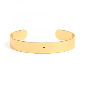 Nature & D&eacute;couvertes Bracelet jonc en acier inoxydable dor&eacute; motif tr&egrave;fle et strass