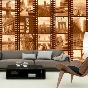 Artgeist Papier Peint "New York Collage Sepia" 50x1000cm