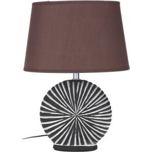 Brubaker Lampe de Table, de Chevet - Abat-jour Brun et Pied de la Céramique Brun/Blanc - Hauteur 36 cm