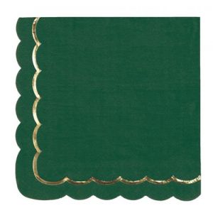 16 SERVIETTES DE TABLE JETABLE PAPIER FESTON LIGNE OR 33CM VERT Vert