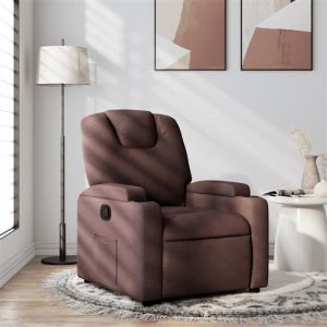 VidaXL Fauteuil Inclinable, Chaise de Relaxation avec Dossier, Siège avec Accoudoirs Rembourrés Salle de Séjour, Moderne, Marron Foncé Tissu