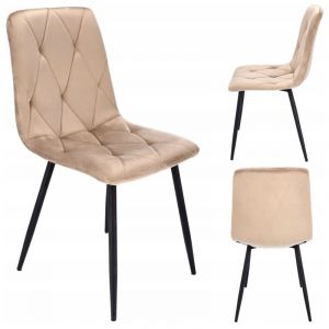 Chaise PIADO recouverte de velours beige