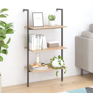 VidaXL Étagère inclinée 3 niveaux Marron clair et noir 64x35x120,5 cm
