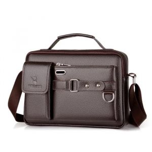 Sac Crossbody Homme - Marron - Cuir - Dimensions 28.5*5.5*19CM - Fermeture Zippée