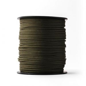 Corde Polyester (3 mm x 100 m) - Corde verte en Polyester Tressée Robuste pour N'importe quelle Utilisation - Résistante aux Intempéries - Vert Kaki