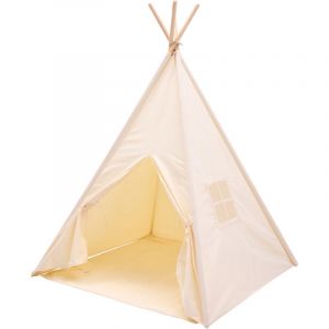 Sunny Vera Tente Tipi Chambre Enfant, Cr&egrave;me Coton naturel Tente de Jeu avec Tapis de Sol inclus Dimensions 110 x 110 x 160 cm A partir de 3 ans