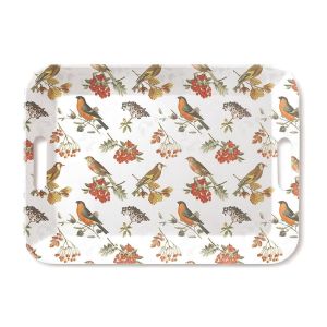 Ambiente Plateau Rectangulaire Oiseaux Et Baies  46,5 X 32,5 Cm