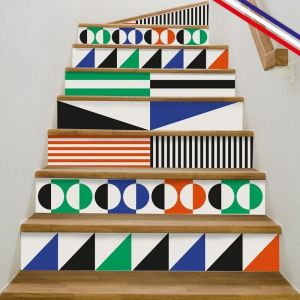 Contremarches adhésives PVC pour escalier - multicouleur - Lot de 5 (18x100 cm)