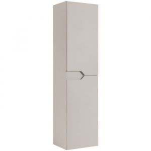 Furnidea - Meuble colonne de salle de bain suspendu MODERN cachemire 36 x 136 cm - 2 portes, fa&ccedil;ade lisse