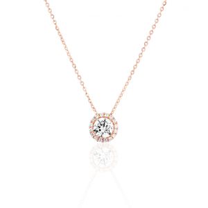 Cleor Collier en Or 375/1000 Rose et Oxyde Blanc