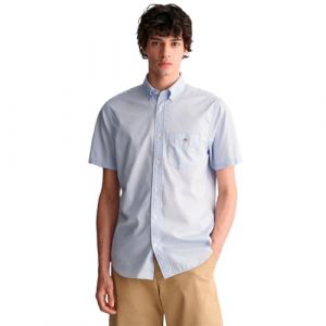Gant (marque) Pour homme. Chemise ? manches courtes Regular Fit en popeline ble