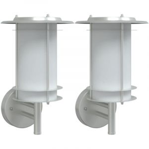 VidaXL Appliques Murales D'extérieur 2pcs Argenté Acier Inoxydable