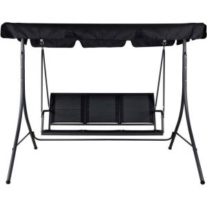 Image de Ebuy24 - Montreal Canapé balançoire de jardin 3 personnes, noir.
