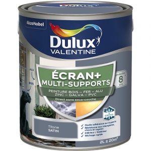 Dulux Valentine ECRAN+ MULTI-SUPPORTS EXTERIEURE - Peinture en Phase Aqueuse Éxtérieur - Satin Titane 2 L - Titane