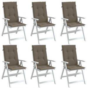 VidaXL Coussins de chaise à dossier haut lot de 6 taupe mélangé tissu, coussin, coussin de chaise, coussin de siège, coussin de canapé