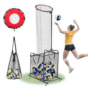 VEVOR Filet de Volley-Ball Portable, &eacute;quipement d'entra&icirc;nement de Volley-Ball r&eacute;glable en Angle et Hauteur avec Chariot, Roues, Sac Transport, Filet Cible int&eacute;rieur/ext&eacute;rieur pour Service des Piques
