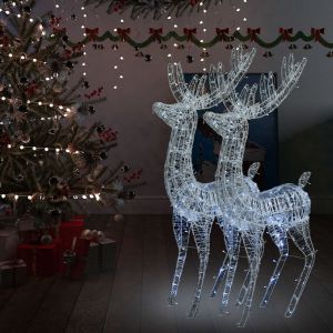 VidaXL Rennes de Noël XXL Acrylique 250 LED 2 pcs 180 cm Blanc froid