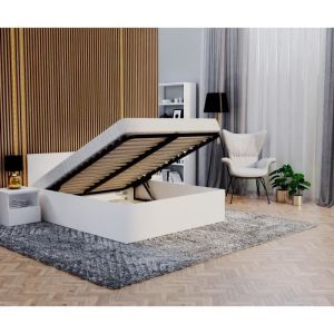 Lit coffre Paris 120 x 200 cm avec sommier à lattes relevable - Blanc
